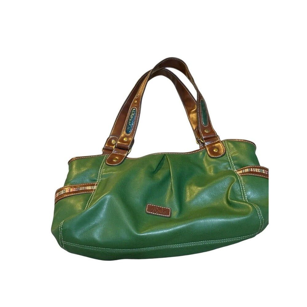 Relic Green Shoulder Bag Brown Trim Boho Multicolor Satchel Handbag
